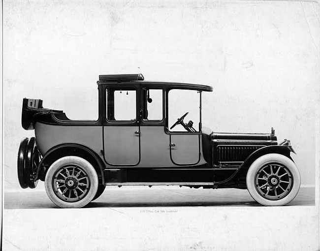 1917 Packard cab side two-toned landaulet, back quarter collapsed, right side view