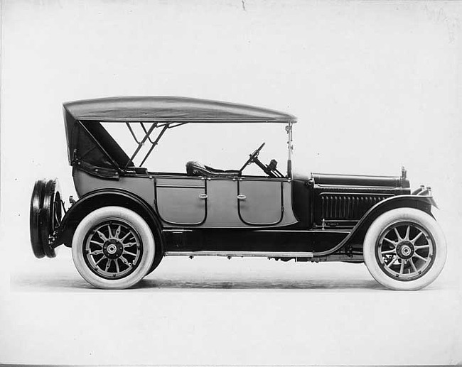 1917 Packard two-toned phaeton, right front view, top raised