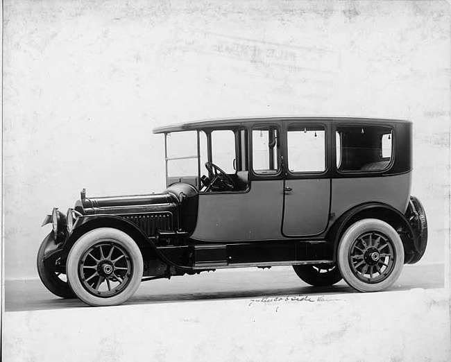 1917 Packard cab side two-toned limousine, nine-tenths left front view