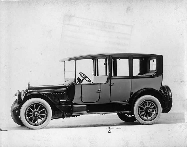 1917 Packard two-toned limousine, seven-eights left front view