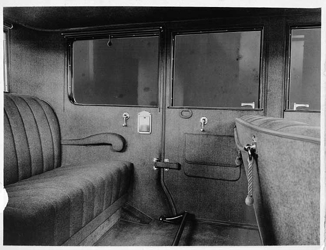 1924 Packard sedan, view of rear interior through left side door