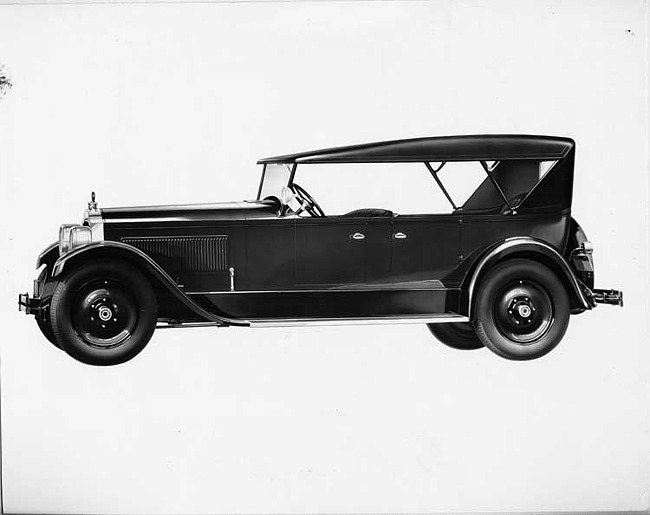 1925-1926 Packard touring car, left nine-tenths side front view, top raised