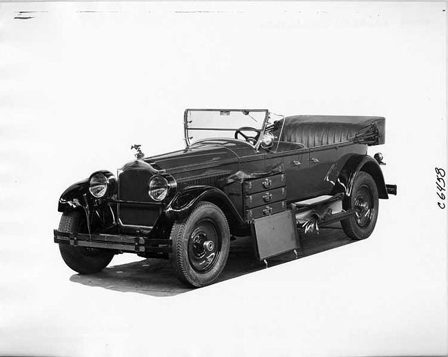 1925 Packard touring car, storage pieces displayed open on running board