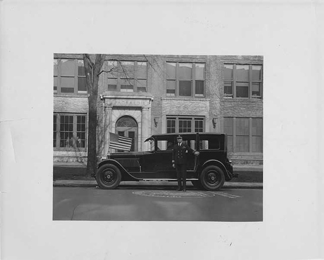 Commander John Rodgers on visit to Packard factory