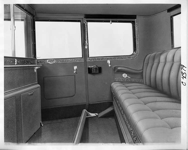 1926 Packard sedan limousine, view of rear interior through left side door