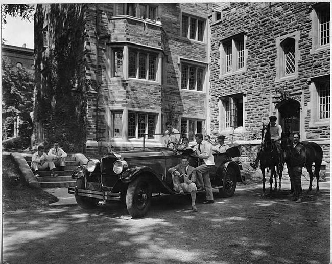 1927 Packard touring car and Charles Eastman at Princeton University