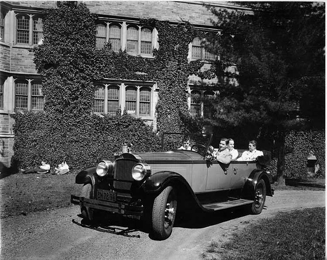 1927 Packard touring car with Charles Eastman at wheel at Princeton University