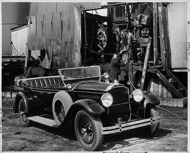 1929 Packard phaeton at oil refinery