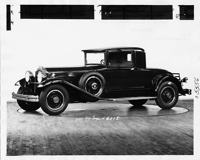 1930 Packard coupe, seven-eights left side view