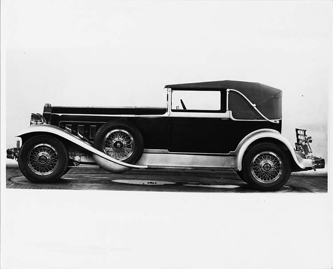 1930 Packard 12-cylinder prototype, left side view, top raised