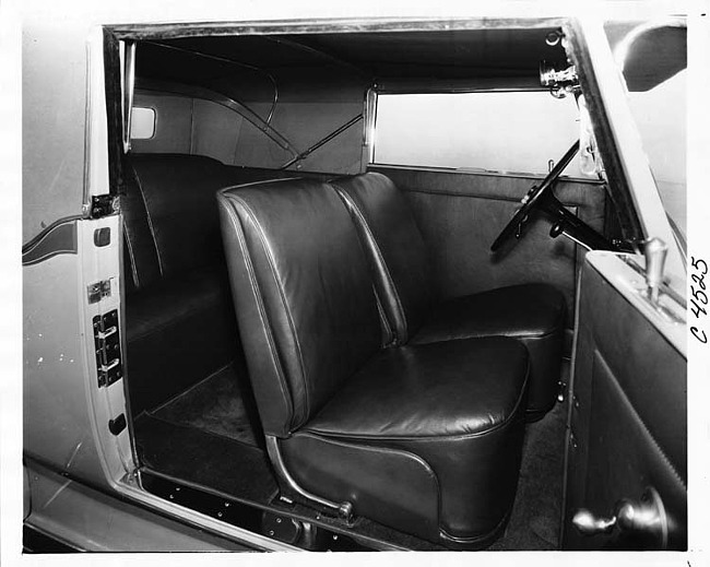 1931 Packard convertible victoria, view of interior through passenger side door, top raised