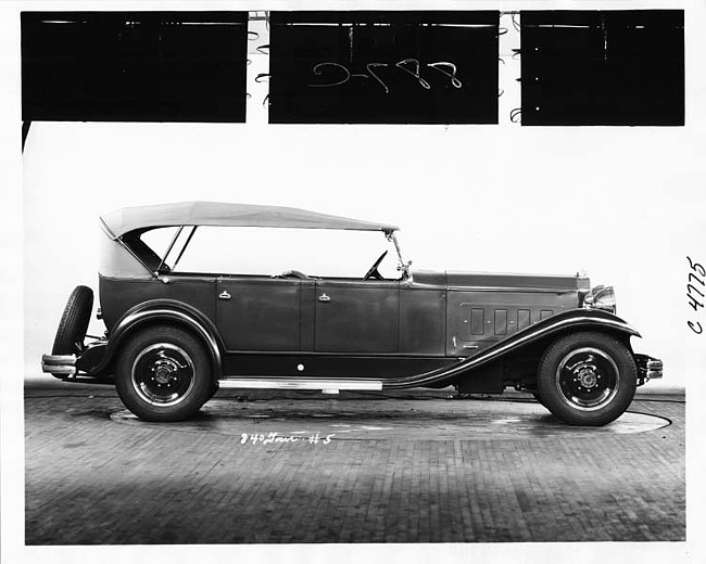 1931 Packard touring car, right side view, top raised