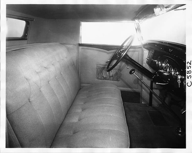 1932 Packard coupe, view of front interior from right