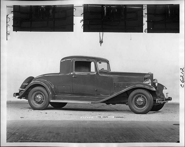 1933 Packard coupe, nine-tenths right side view