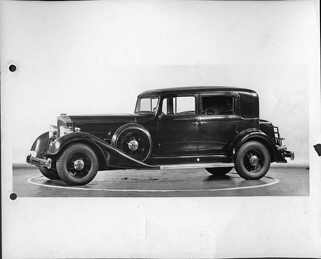 1934 Packard club sedan, nine-tenths left side view