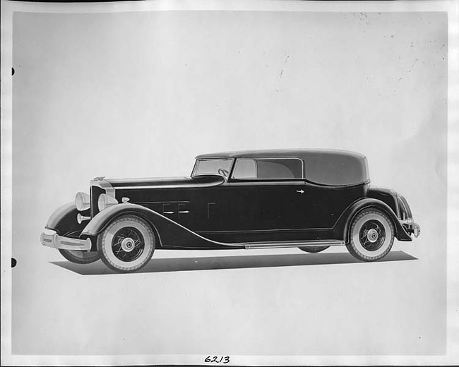 1934 Packard convertible victoria, nine-tenths left side view, top raised