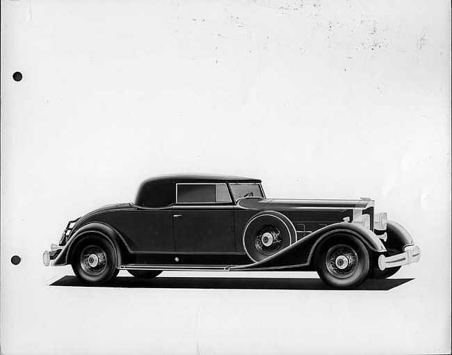 1934 Packard coupe, nine-tenths right side view