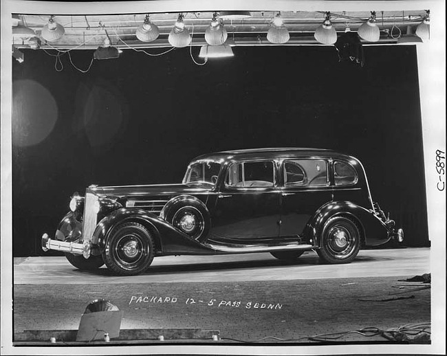 1935 Packard sedan, nine-tenths left side view