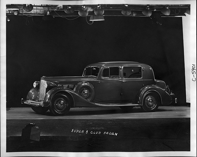 1935 Packard club sedan, seven-eights left side view