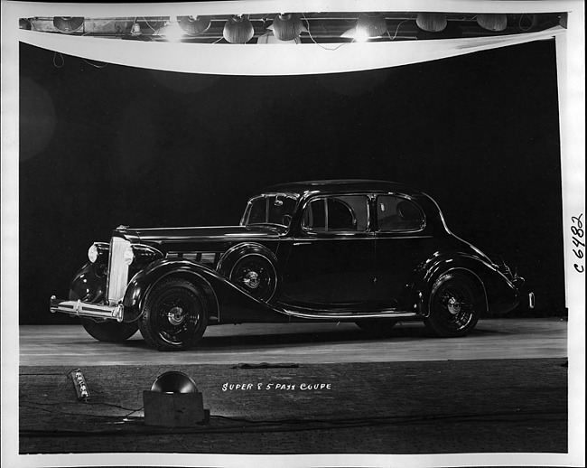 1935 Packard coupe, seven-eights left side view