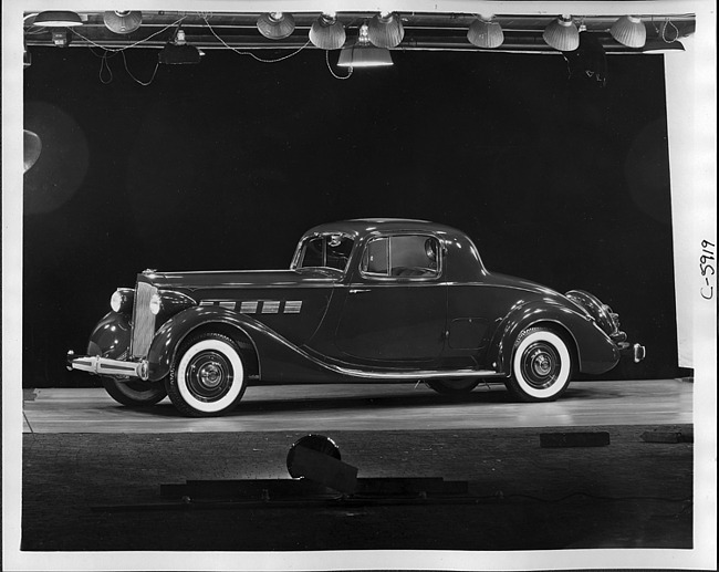 1935 Packard coupe, seven-eights left side view