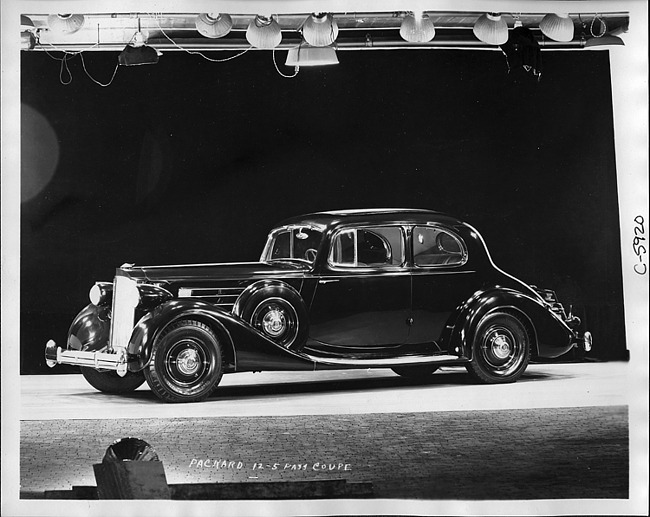 1935 Packard coupe, seven-eights left side view