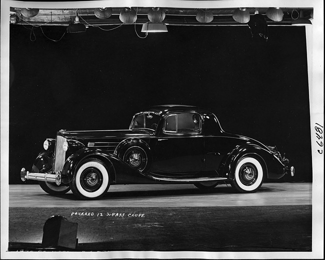 1935 Packard coupe, seven-eights left side view