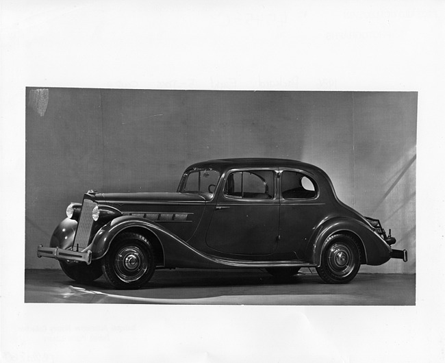 1936 Packard coupe, nine-tenths left side view