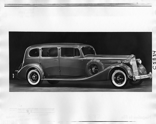 1936 Packard sedan, nine-tenths right side view