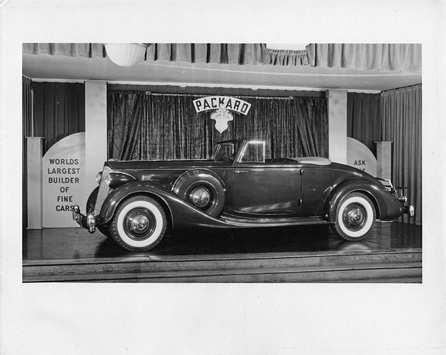 1936 Packard coupe roadster, nine-tenths left side view, top folded