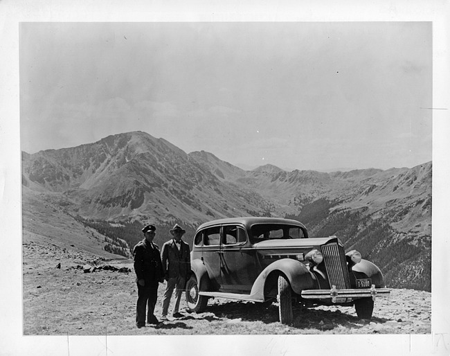 1936 Packard touring sedan in Colorado mountains