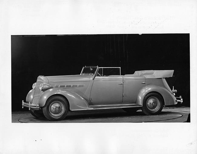 1936 Packard convertible sedan, nine-tenths left side view, top folded