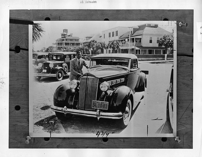 1937 Packard convertible coupe and baseball player Al Schact