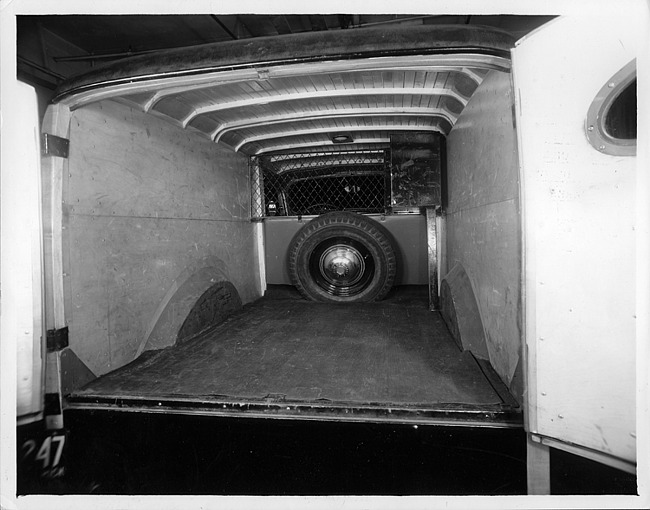 1937 Packard special mail wagon, view of rear interior