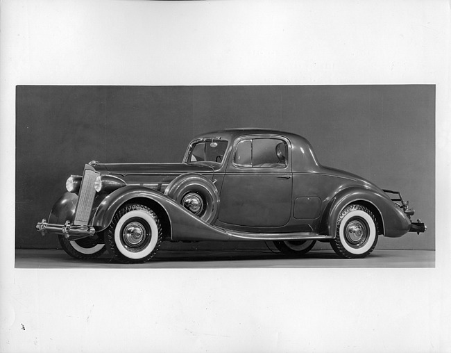 1937 Packard coupe, nine-tenths left side view