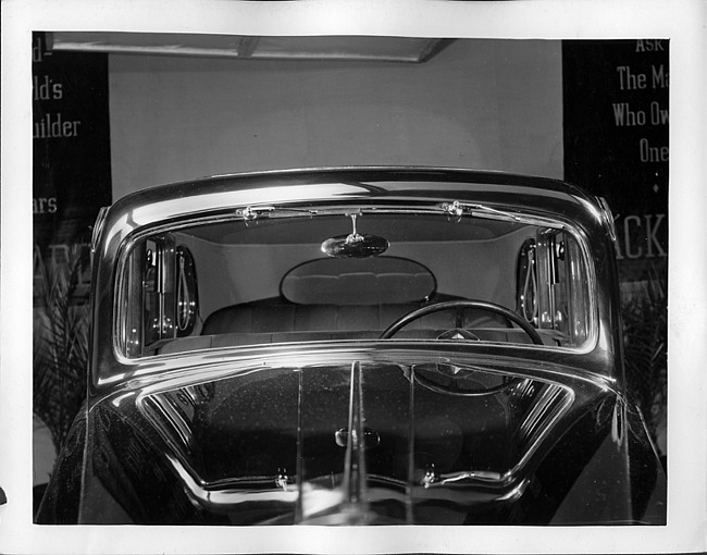 1937 Packard touring sedan, close-up view of windshield
