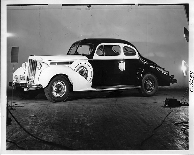 1938 Packard club coupe, seven-eights left side view