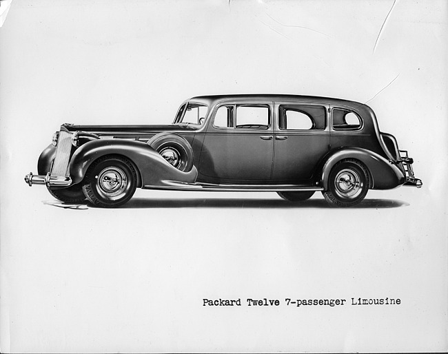 1938 Packard touring limousine, seven-eights left side view