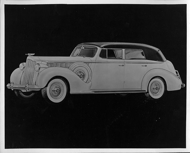 1939 Packard convertible sedan,  seven-eights left side view, top raised