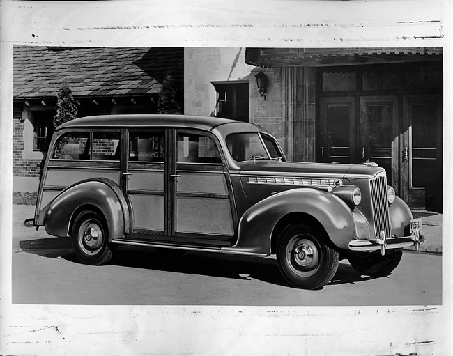 1940 Packard station wagon, seven-eights right side view