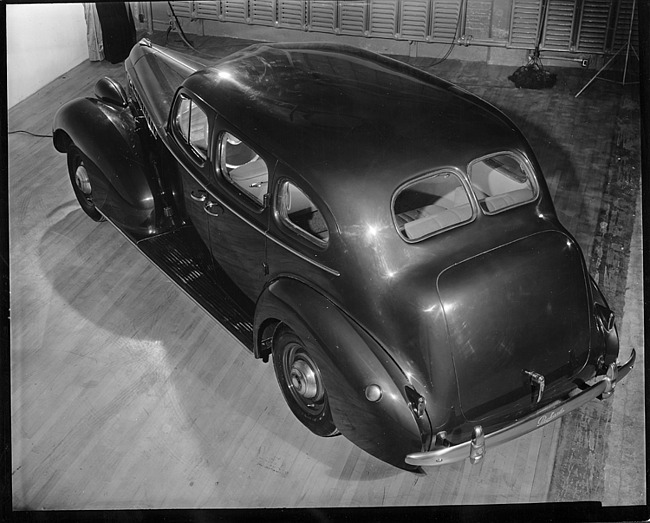 1940 Packard touring sedan, elevated rear view