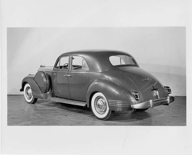 1941 Packard sport brougham, three-quarter rear view