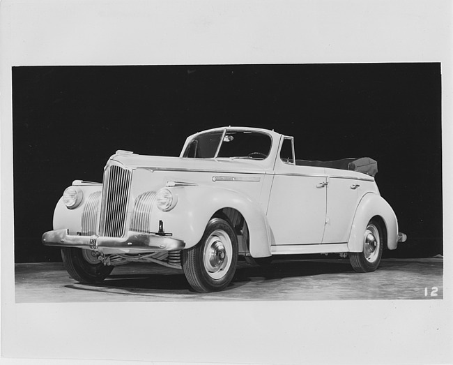 1941 Packard convertible sedan, three-quarter left front view, top folded