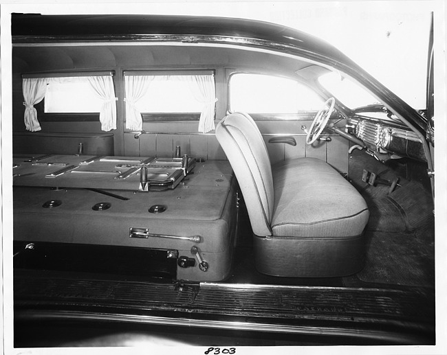 1946 Packard funeral limousine, view of interior from right side