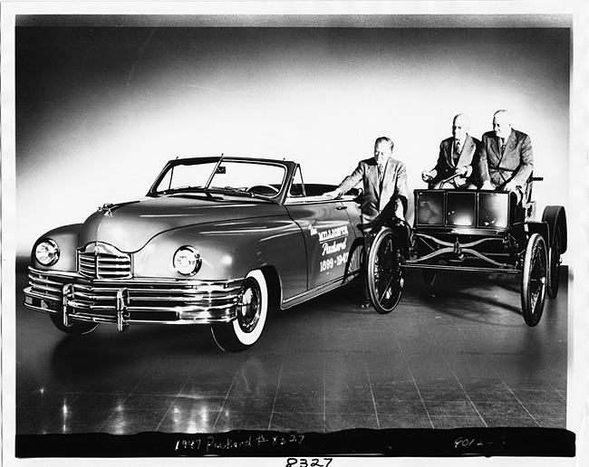 1947 Packard, the millionth Packard built, with 1899 Packard model A