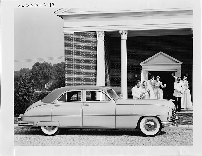 1949 Packard sedan waiting for bride and groom