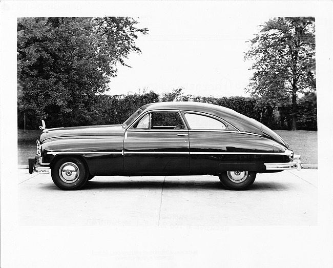 1949 Packard club sedan, left side view, at Packard Proving Grounds