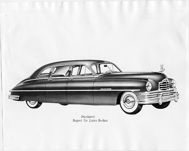 1950 Packard super deluxe sedan, seven-eights right side view