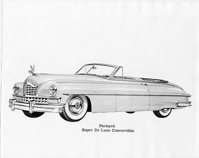 1950 Packard super deluxe convertible, seven-eights left side view, top folded