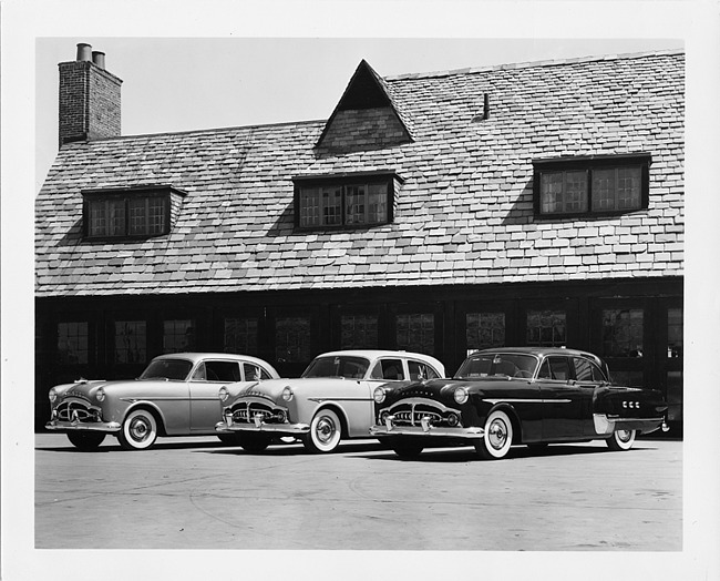 1951 Packards, three-quarter front left view, at Packard Proving Grounds